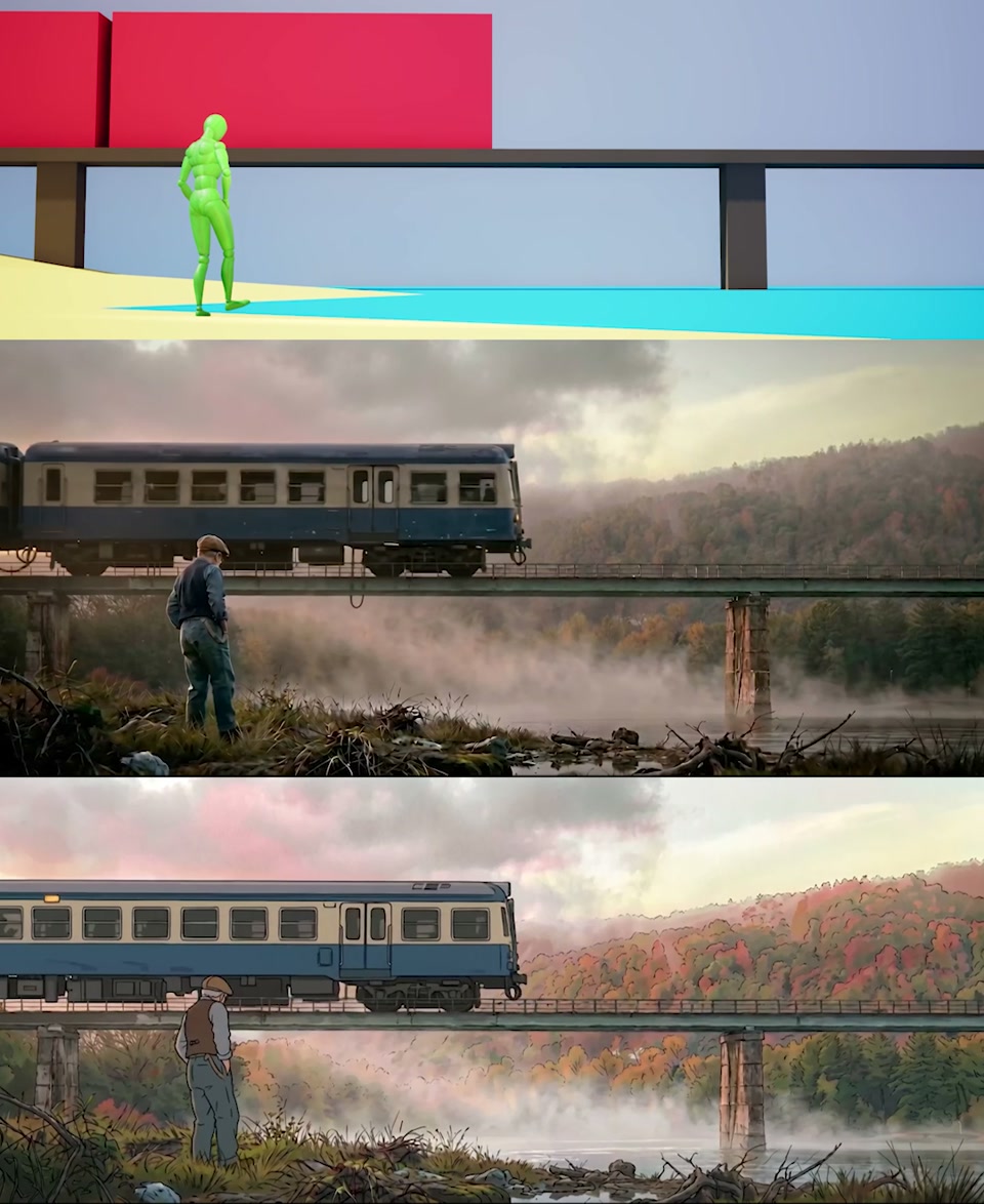 The same directed motion rendered in multiple visual styles.